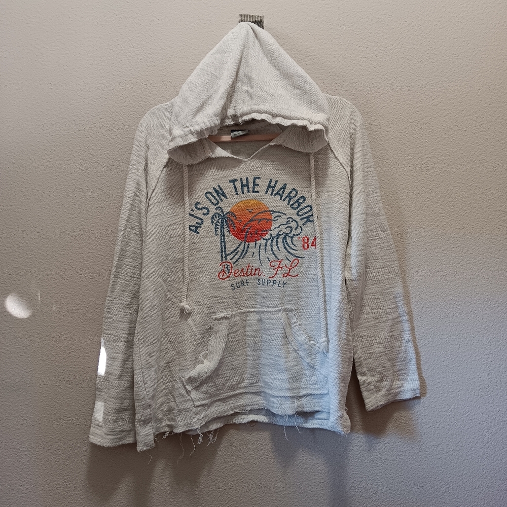 MV Sport Hoodie Size Small Destin Florida Kangaroo Pocket Heather Grey